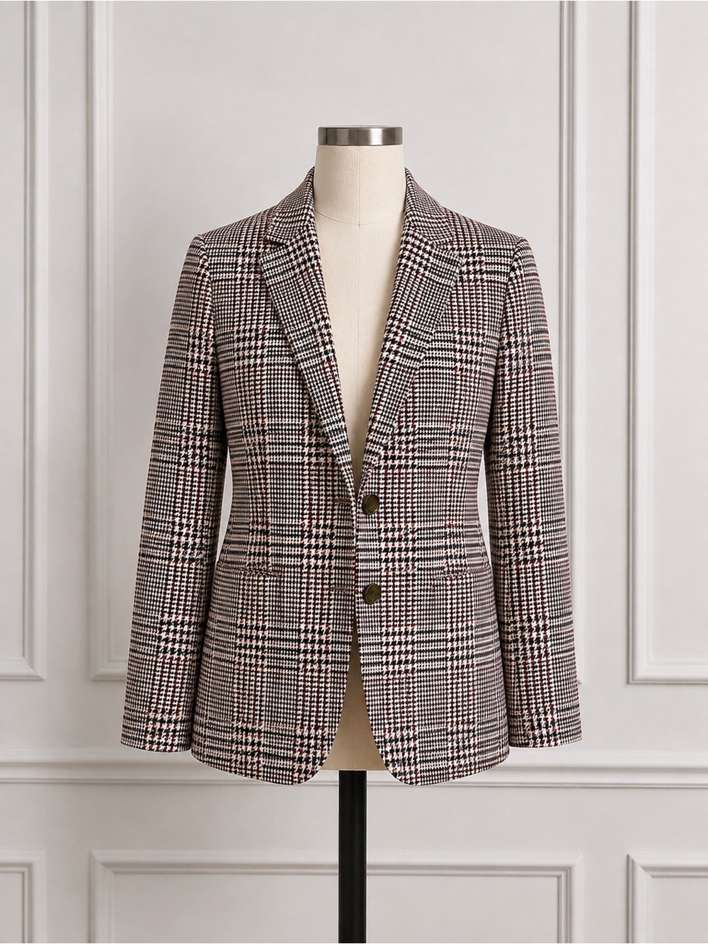 J. Crew Boyfriend Blazer Plaid Burgundy and Navy 14